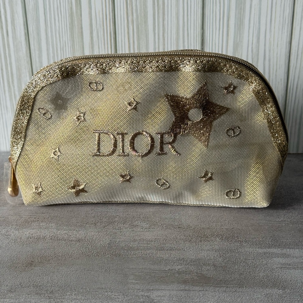 Dior GWP Cream and Gold Star Cosmetic Bag
